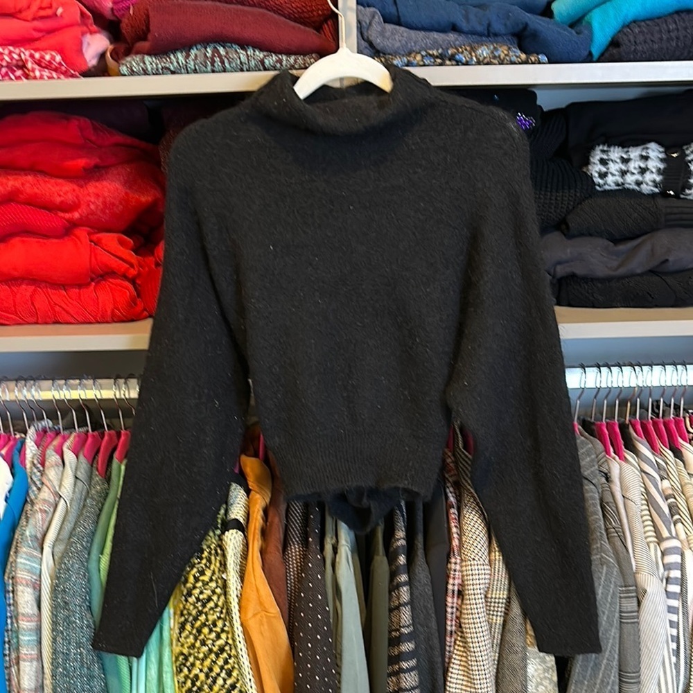Wilfred black long sleeve turtleneck tie back sweater size XS